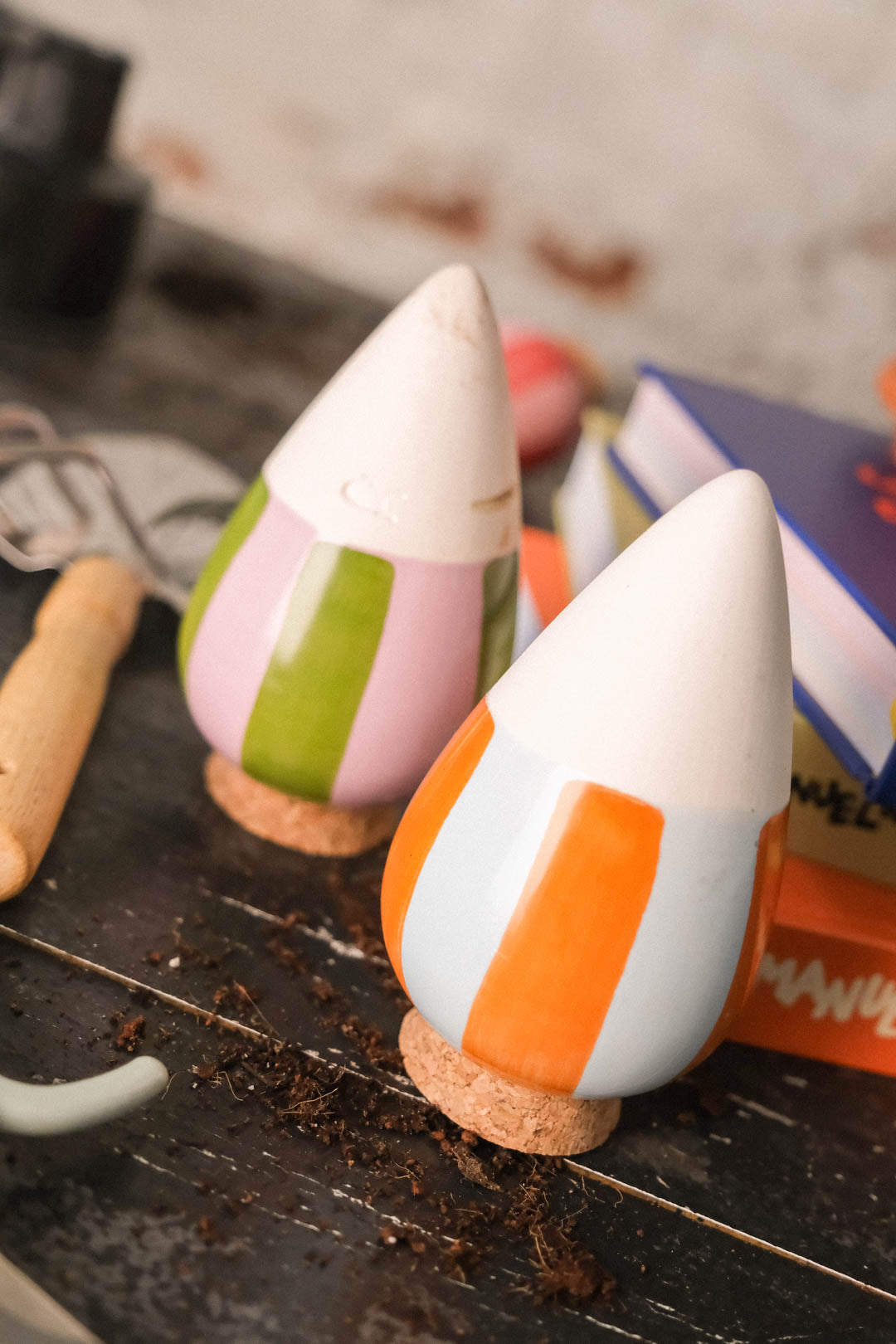 Oya - Green and lilac striped